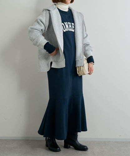 甜美休閒風◎內刷毛美人魚長款連衣裙