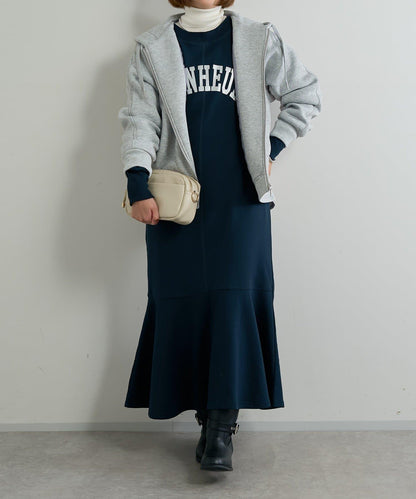 甜美休閒風◎內刷毛美人魚長款連衣裙