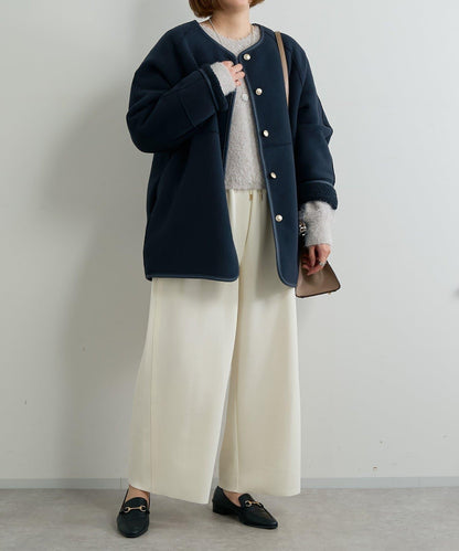 《オンオフ選ばず活躍》桑蠶絲雪紡弧形裁剪長褲