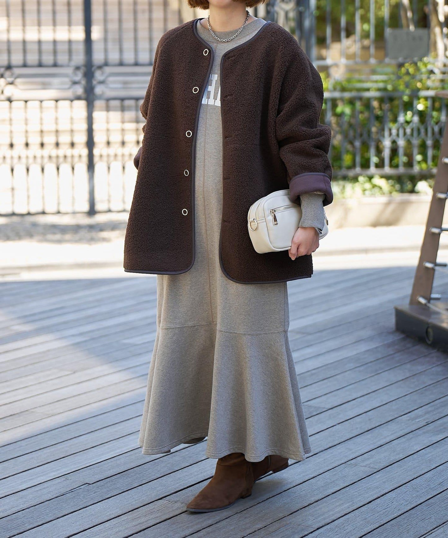 甜美休閒風◎內刷毛美人魚長款連衣裙