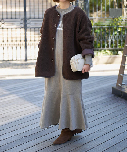 甜美休閒風◎內刷毛美人魚長款連衣裙