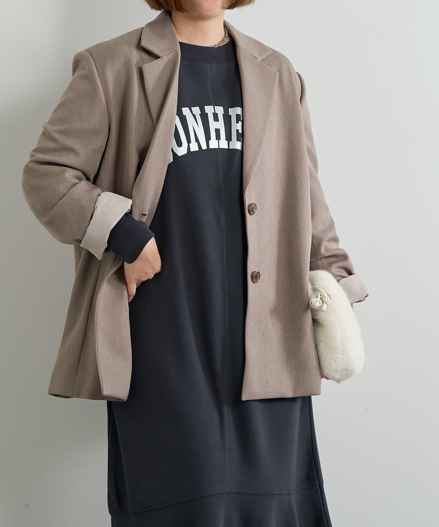 甜美休閒風◎內刷毛美人魚長款連衣裙