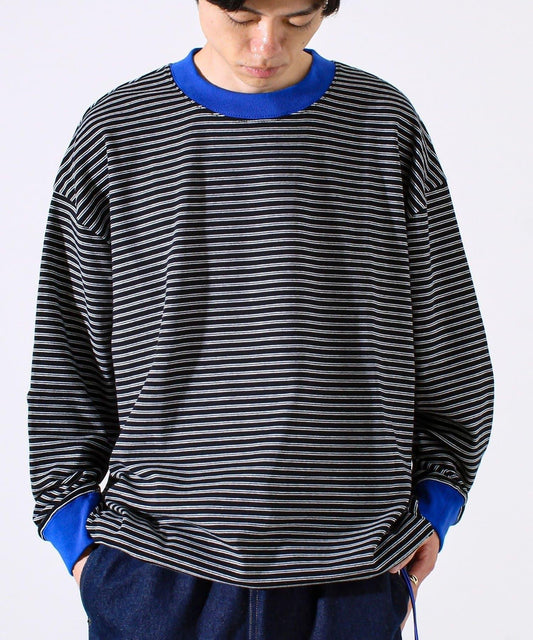 【配色羅紋點綴主打條紋】Hello條紋長袖T恤