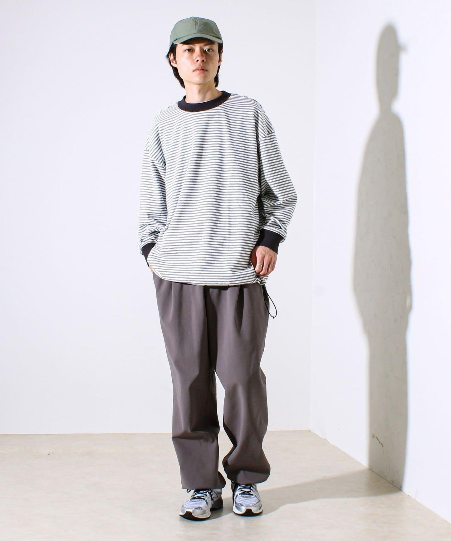 【配色羅紋點綴主打條紋】Hello條紋長袖T恤