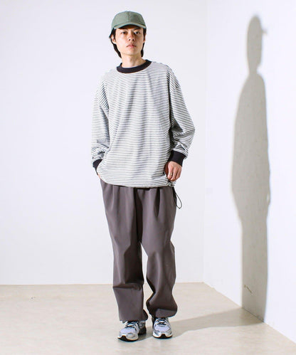 【配色羅紋點綴主打條紋】Hello條紋長袖T恤