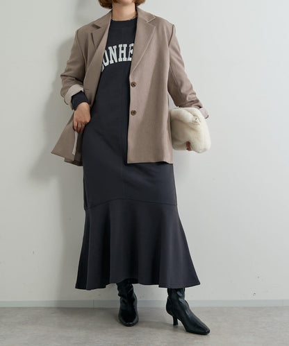 甜美休閒風◎內刷毛美人魚長款連衣裙