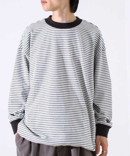 【配色羅紋點綴主打條紋】Hello條紋長袖T恤