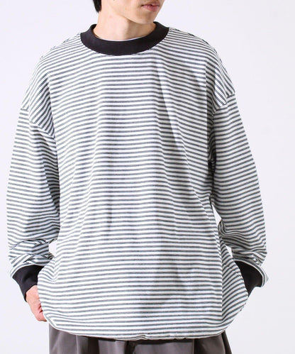 【配色羅紋點綴主打條紋】Hello條紋長袖T恤