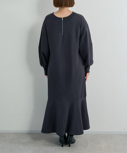 甜美休閒風◎內刷毛美人魚長款連衣裙