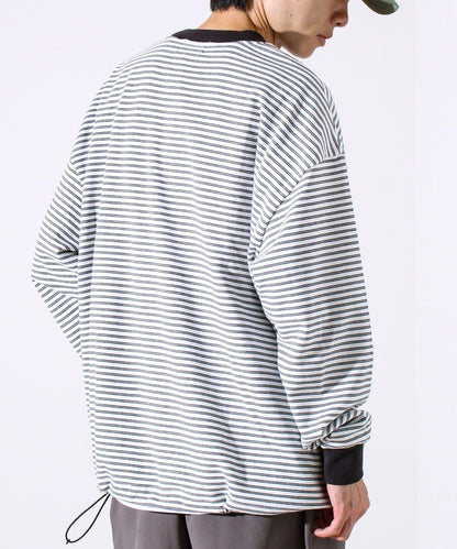 【配色羅紋點綴主打條紋】Hello條紋長袖T恤