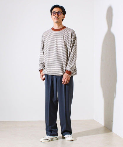 【配色羅紋點綴主打條紋】Hello條紋長袖T恤