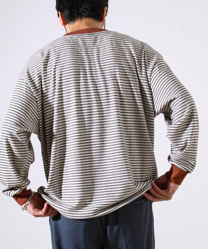 【配色羅紋點綴主打條紋】Hello條紋長袖T恤