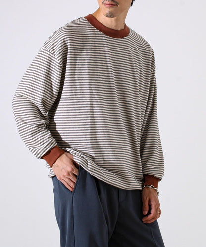 【配色羅紋點綴主打條紋】Hello條紋長袖T恤