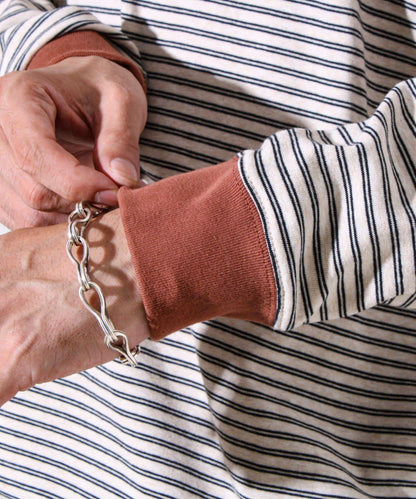 【配色羅紋點綴主打條紋】Hello條紋長袖T恤