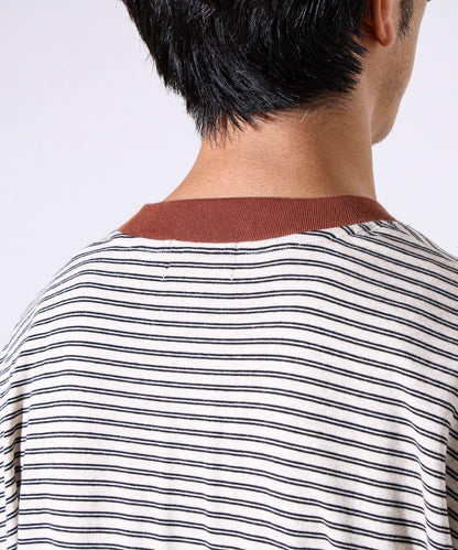 【配色羅紋點綴主打條紋】Hello條紋長袖T恤