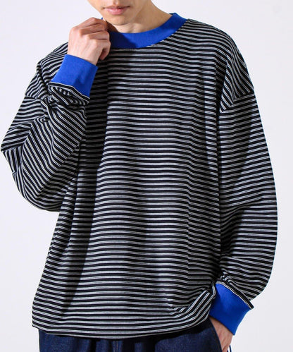 【配色羅紋點綴主打條紋】Hello條紋長袖T恤