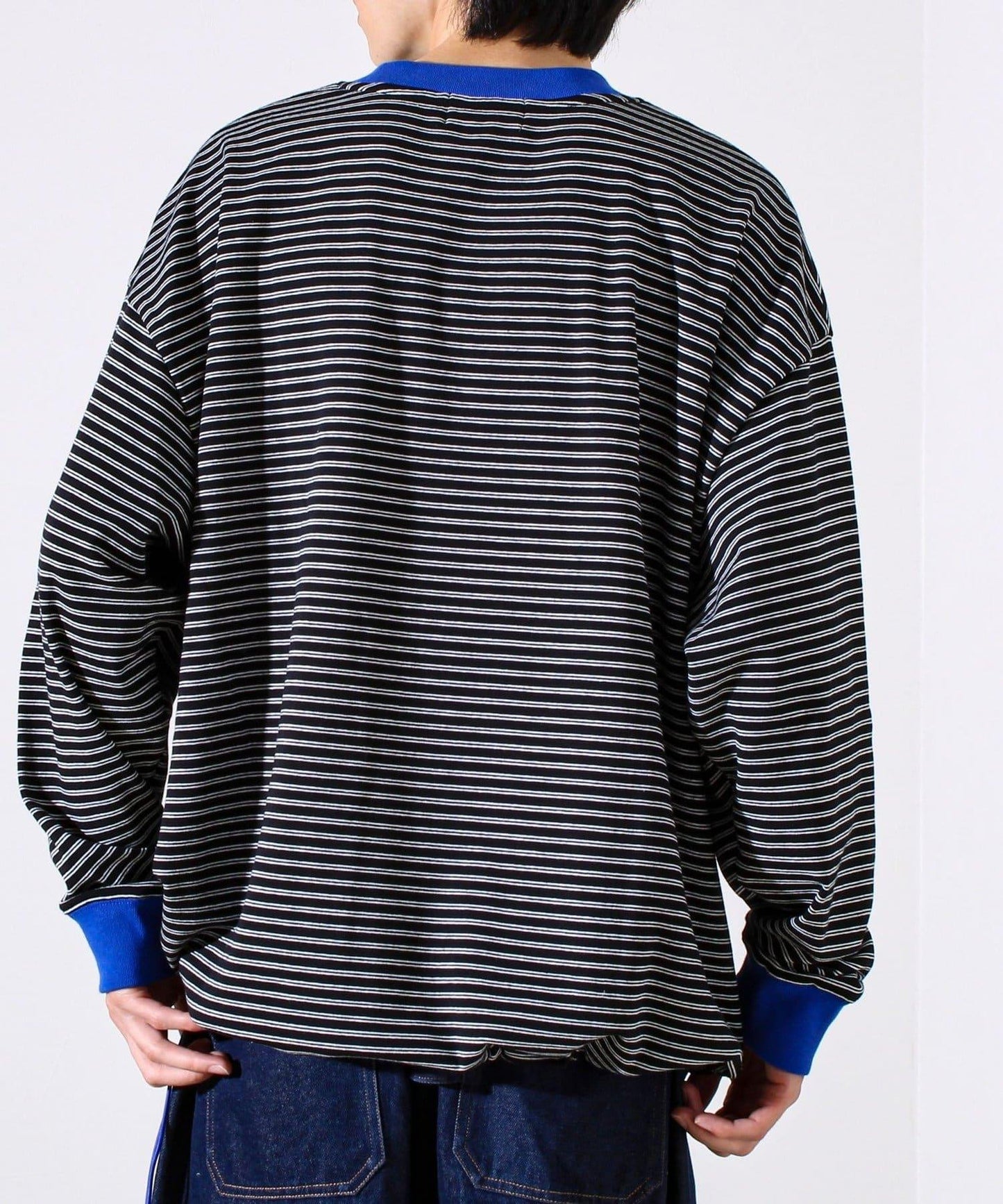 【配色羅紋點綴主打條紋】Hello條紋長袖T恤