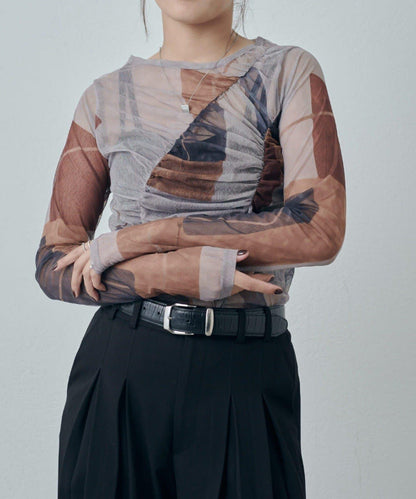 微透感印花長袖T恤