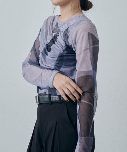 微透感印花長袖T恤