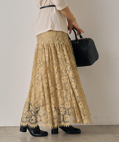 【Loungedress】復古風蕾絲半身裙