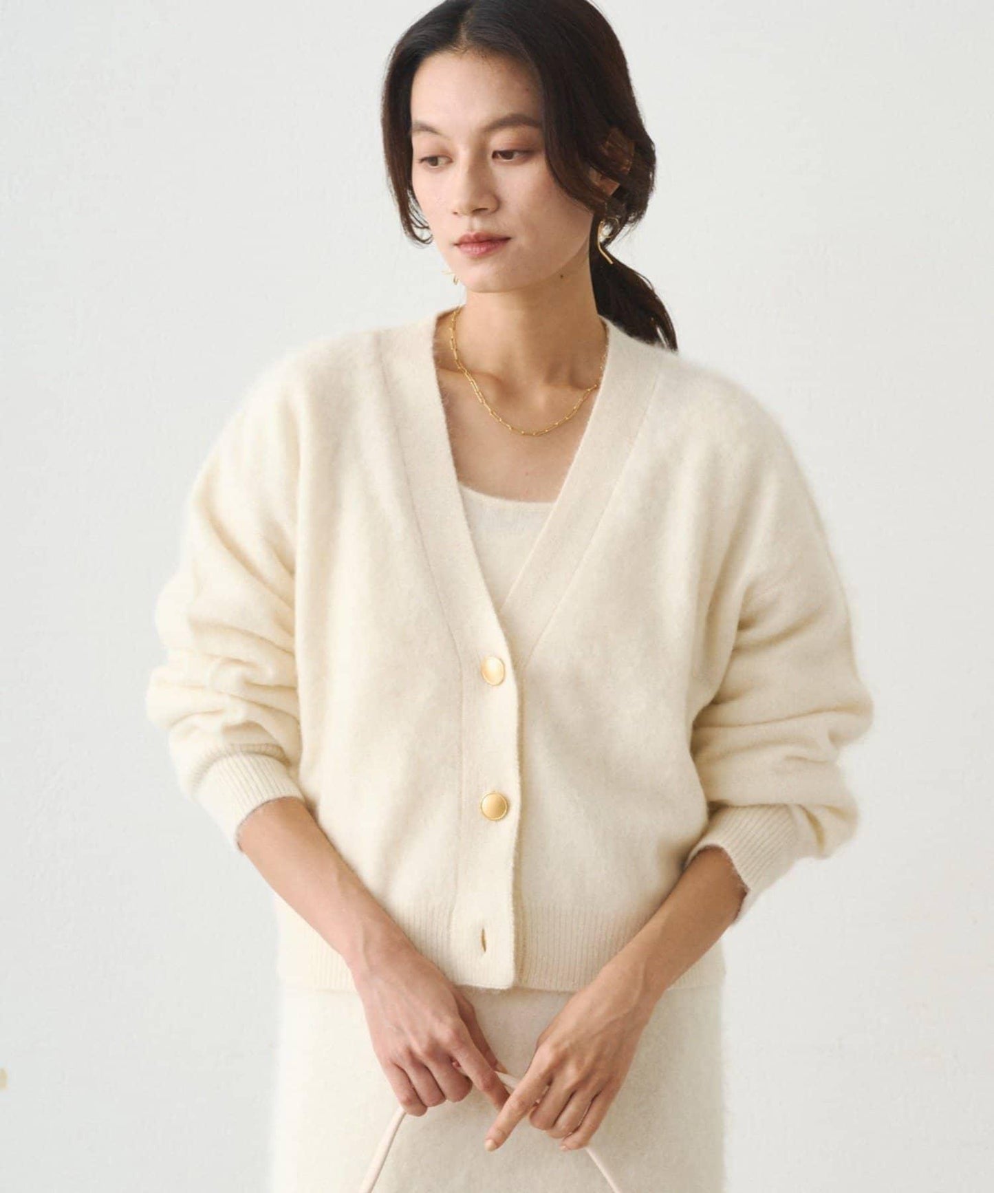 毛絨短款針織開衫