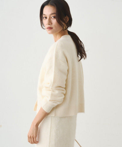 毛絨短款針織開衫