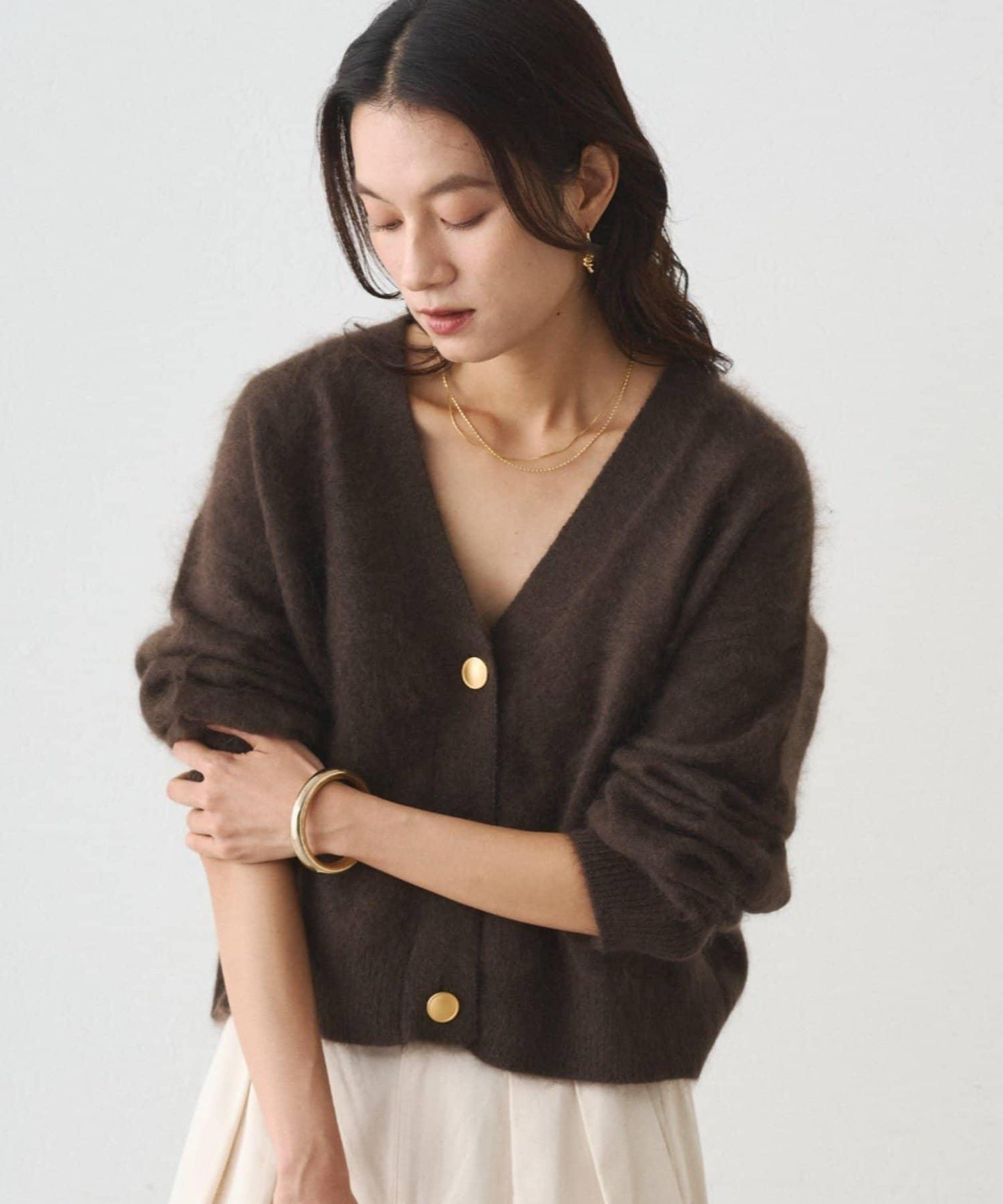 毛絨短款針織開衫