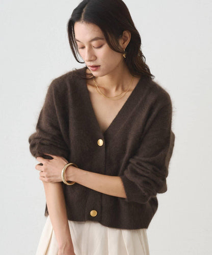 毛絨短款針織開衫