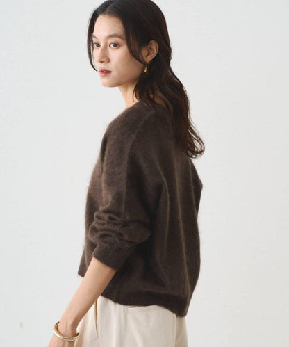 毛絨短款針織開衫