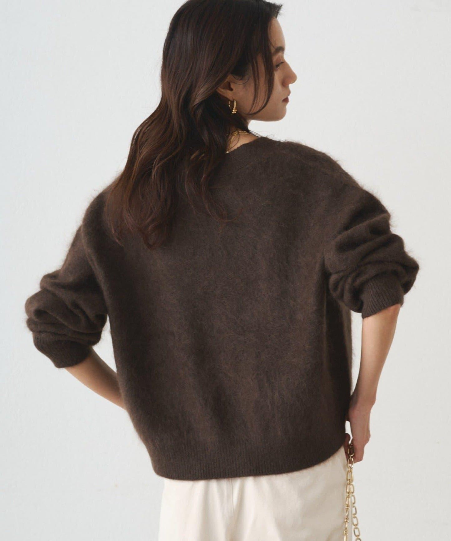 毛絨短款針織開衫