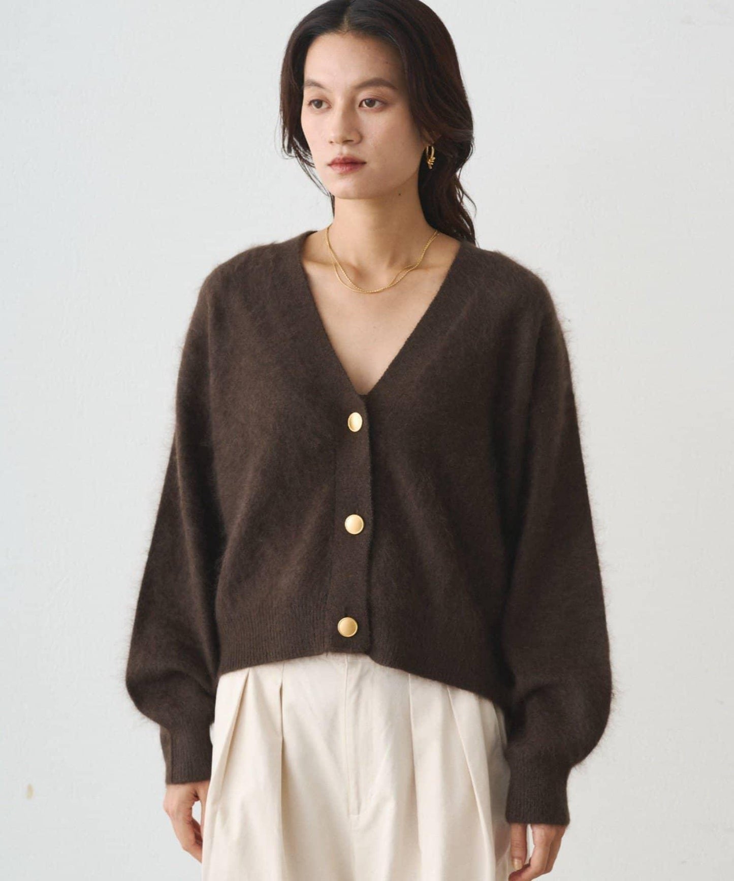 毛絨短款針織開衫