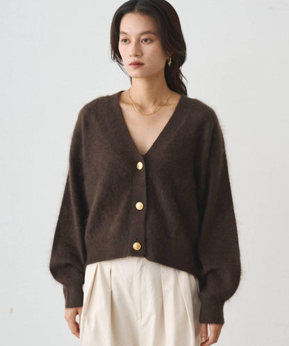 毛絨短款針織開衫