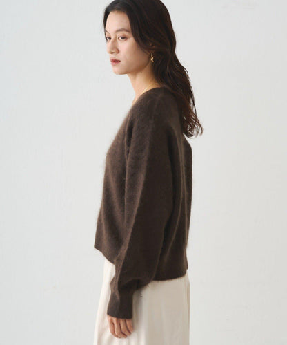 毛絨短款針織開衫