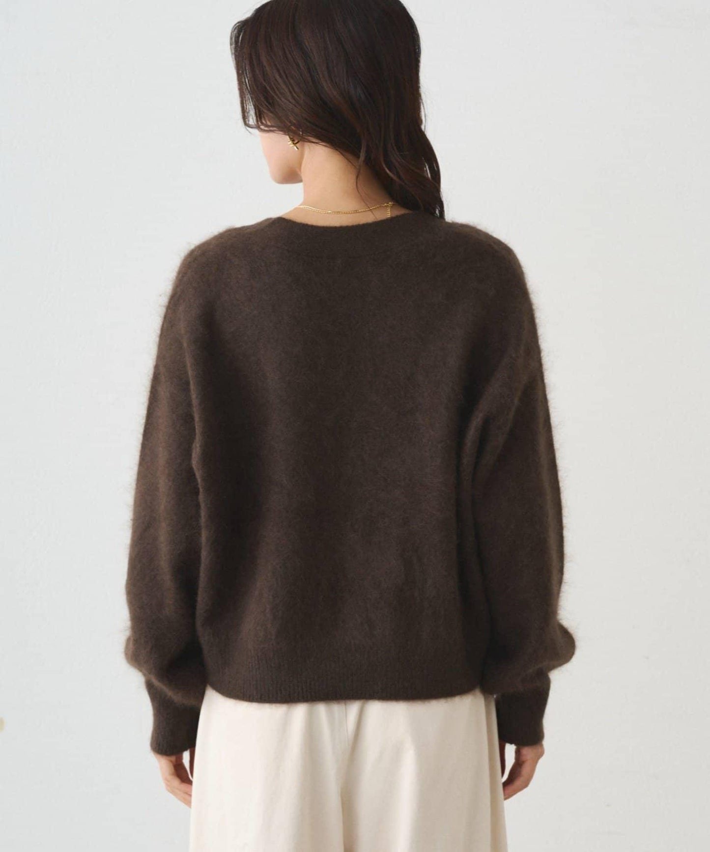 毛絨短款針織開衫