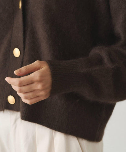 毛絨短款針織開衫