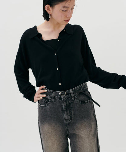 針織翻領短袖衫