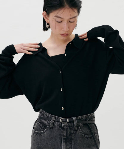 針織翻領短袖衫