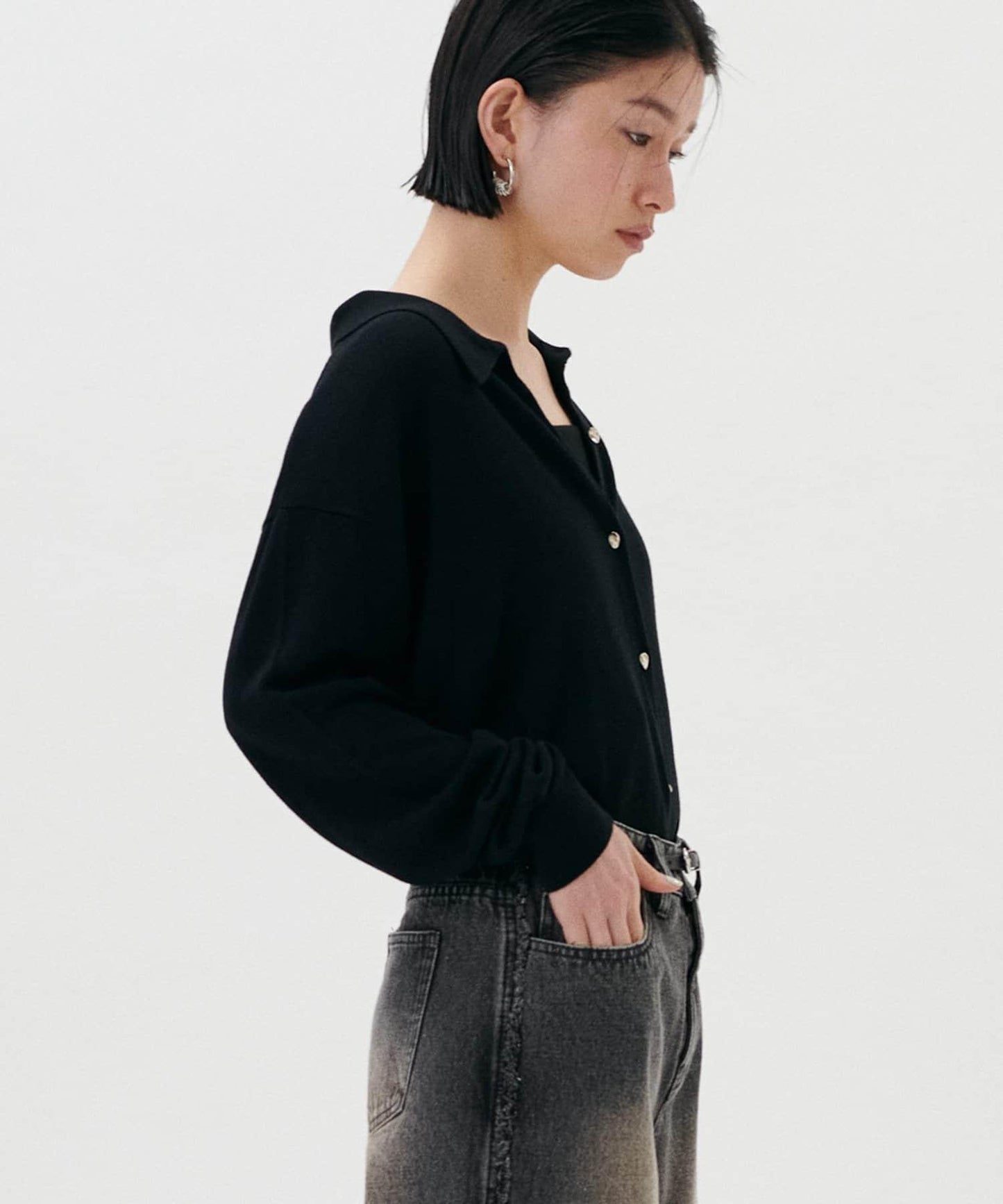 針織翻領短袖衫