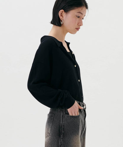 針織翻領短袖衫