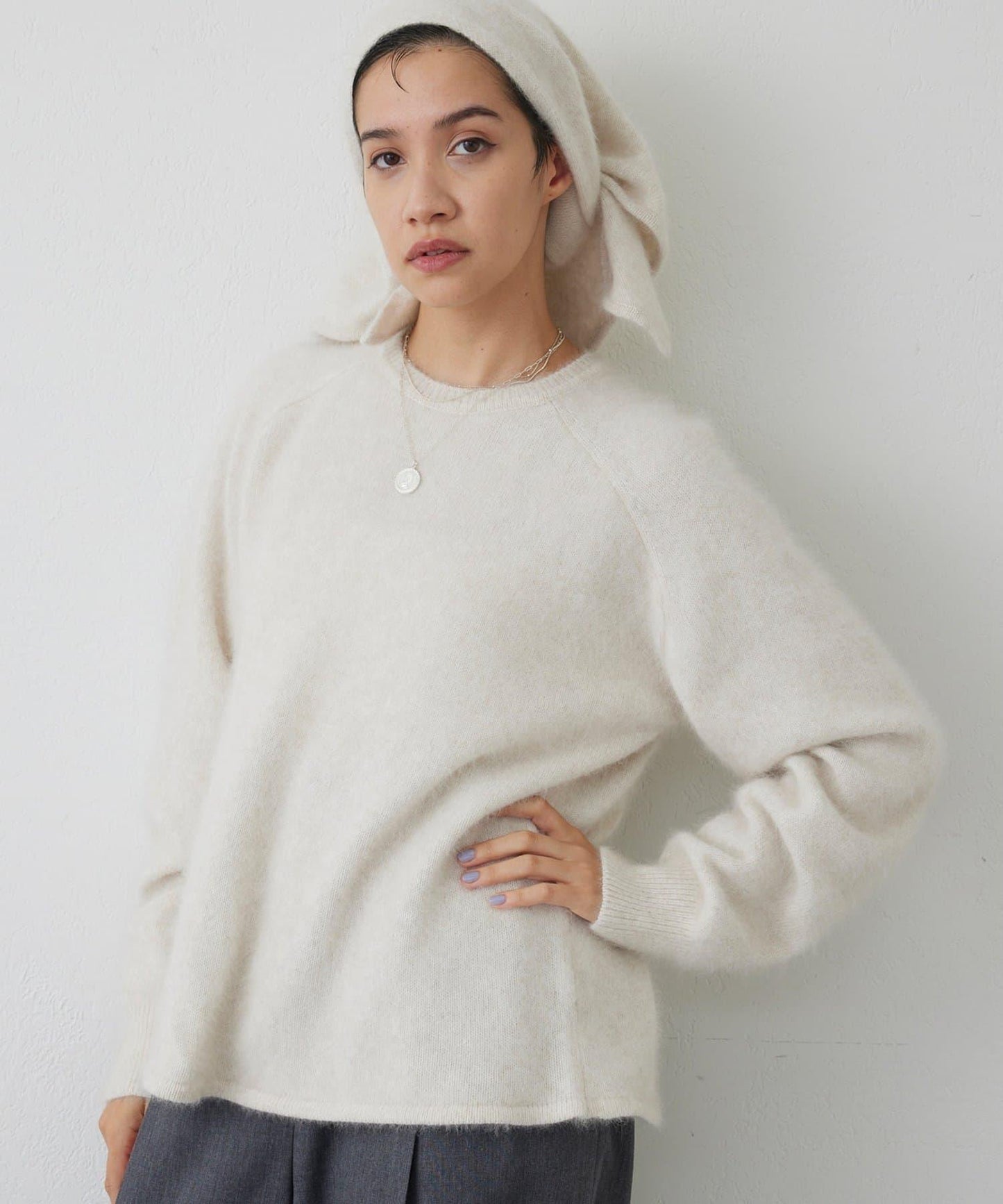 【THE PAUSE】仿毛針織圍巾套裝套頭衫