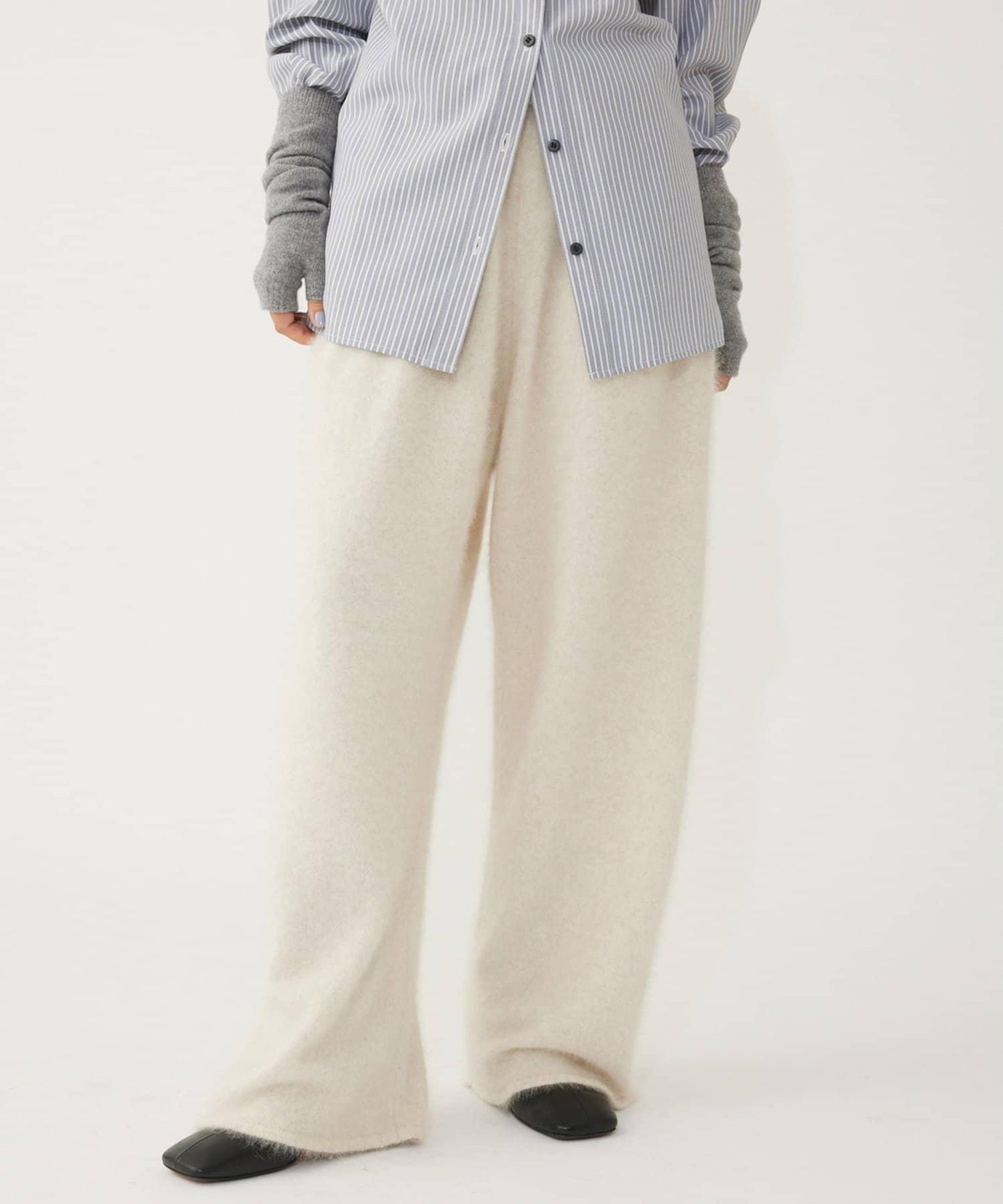 【THE PAUSE】仿毛針織抽繩長褲