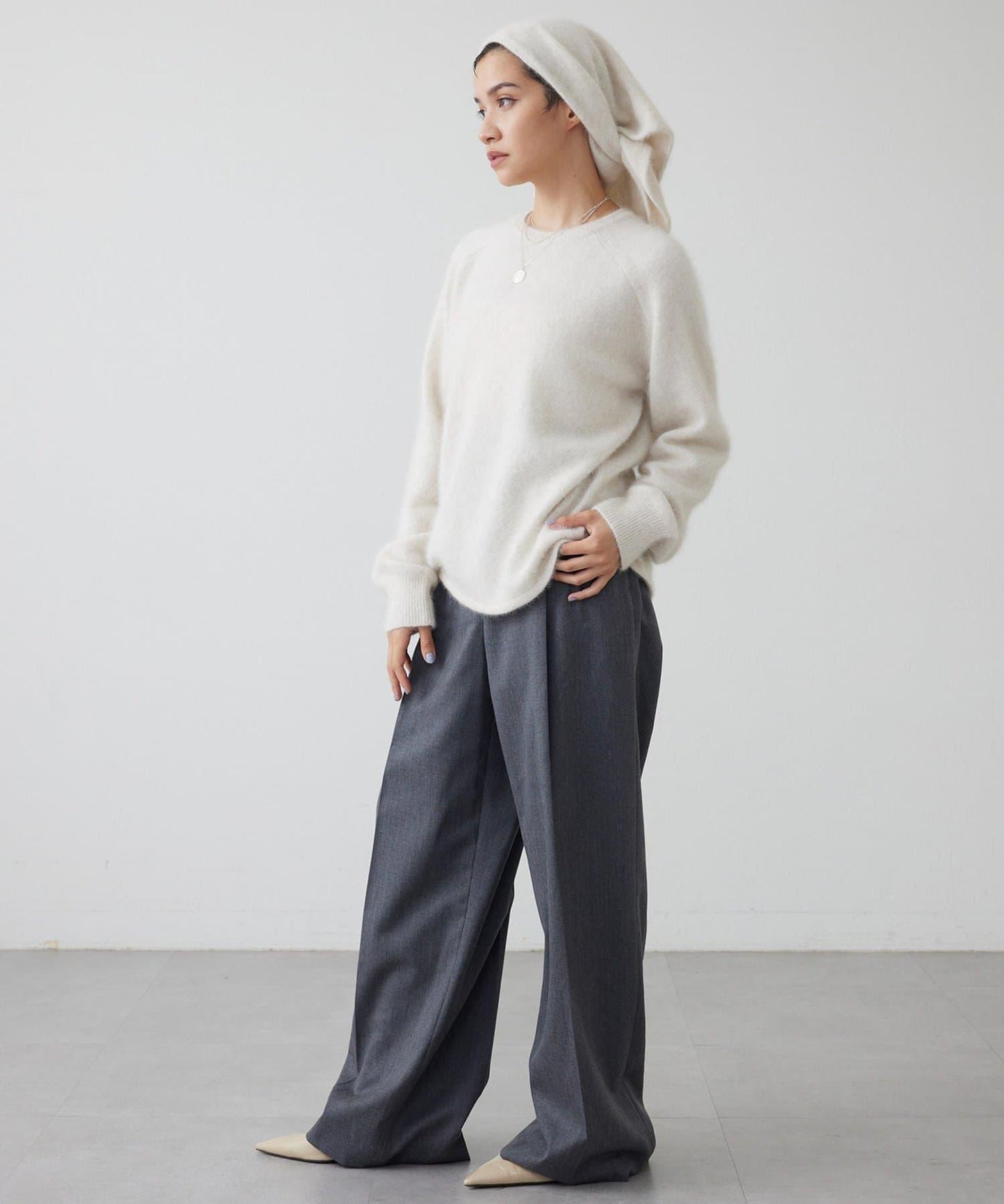 【THE PAUSE】仿毛針織圍巾套裝套頭衫