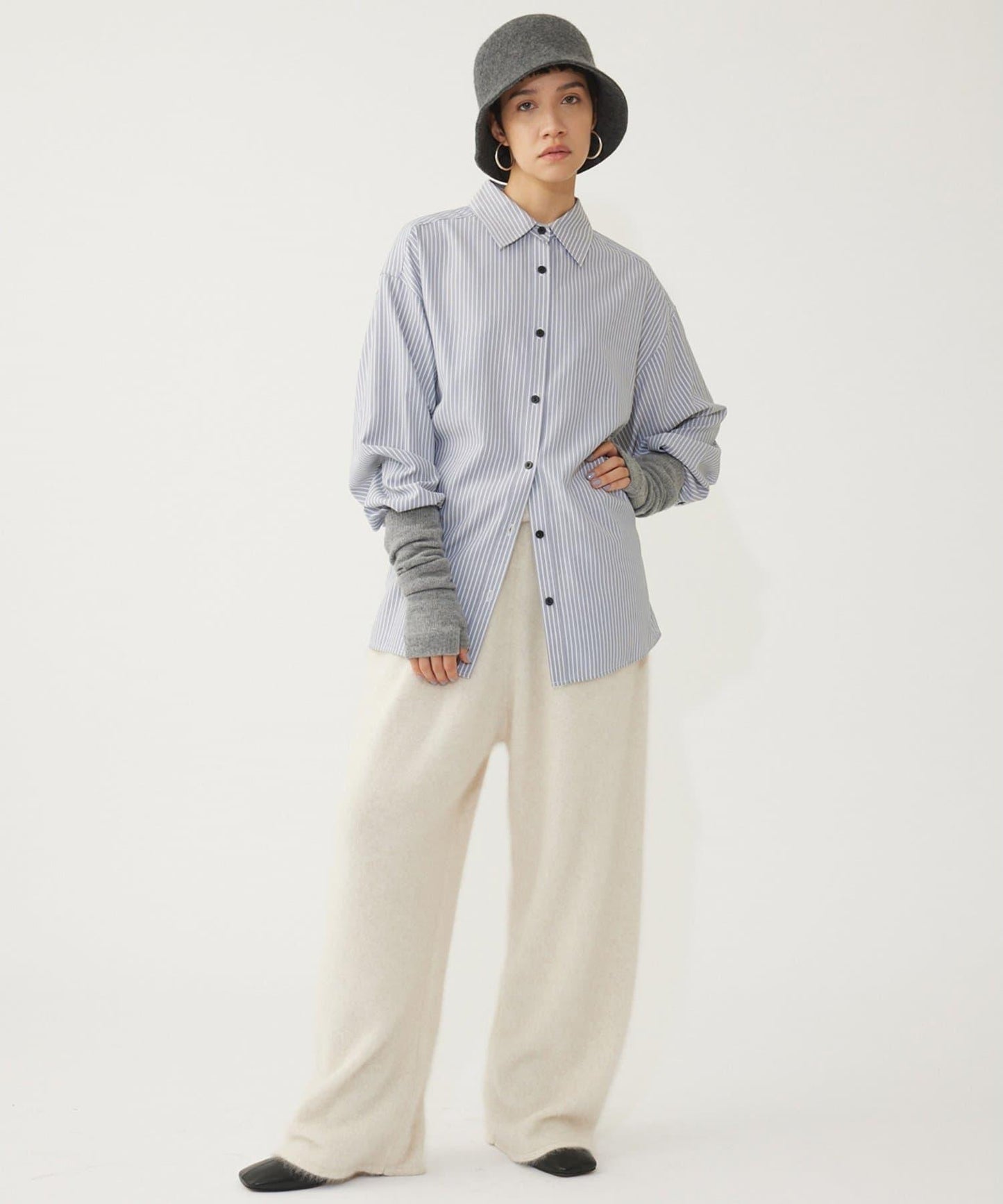 【THE PAUSE】仿毛針織抽繩長褲