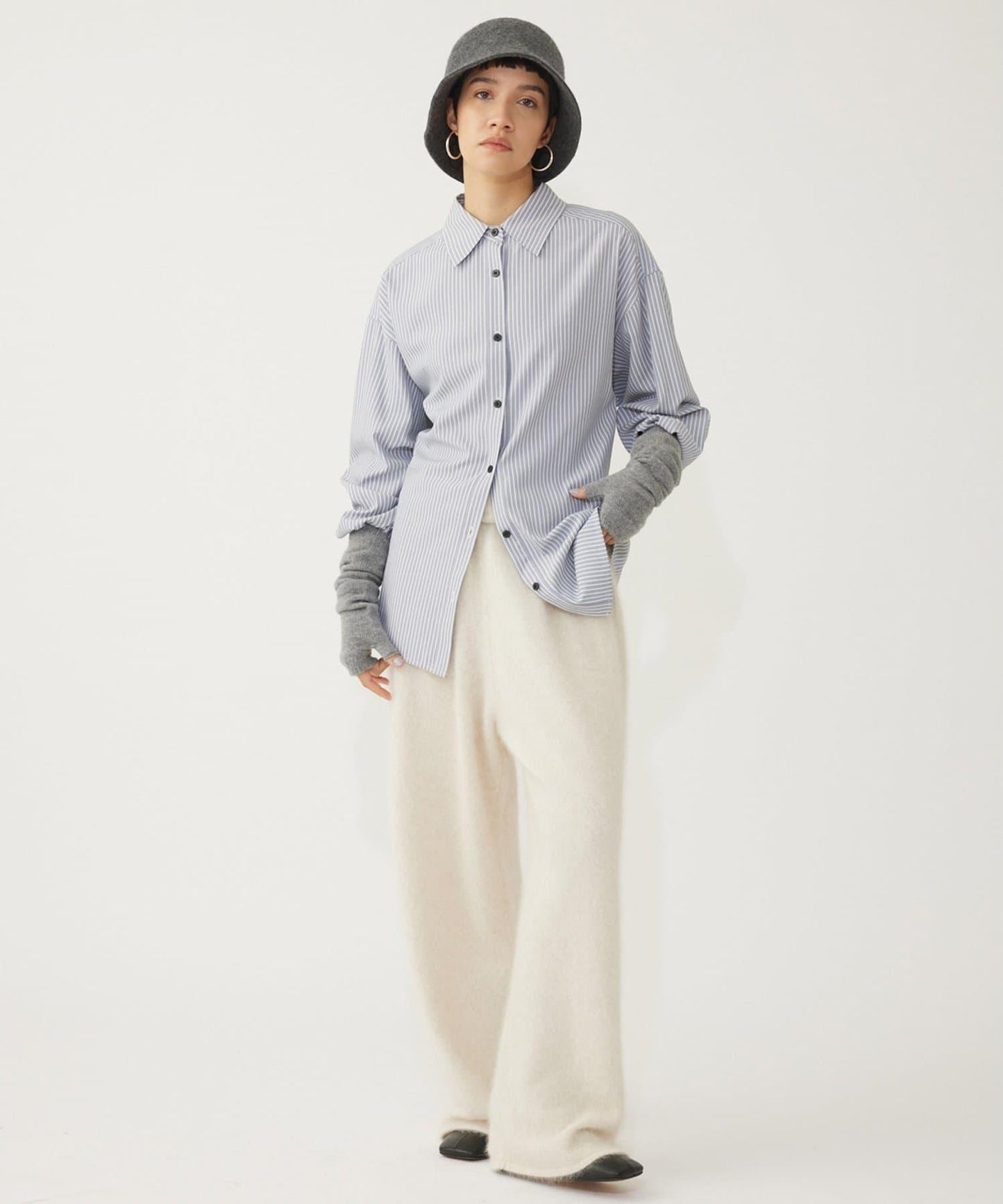 【THE PAUSE】仿毛針織抽繩長褲