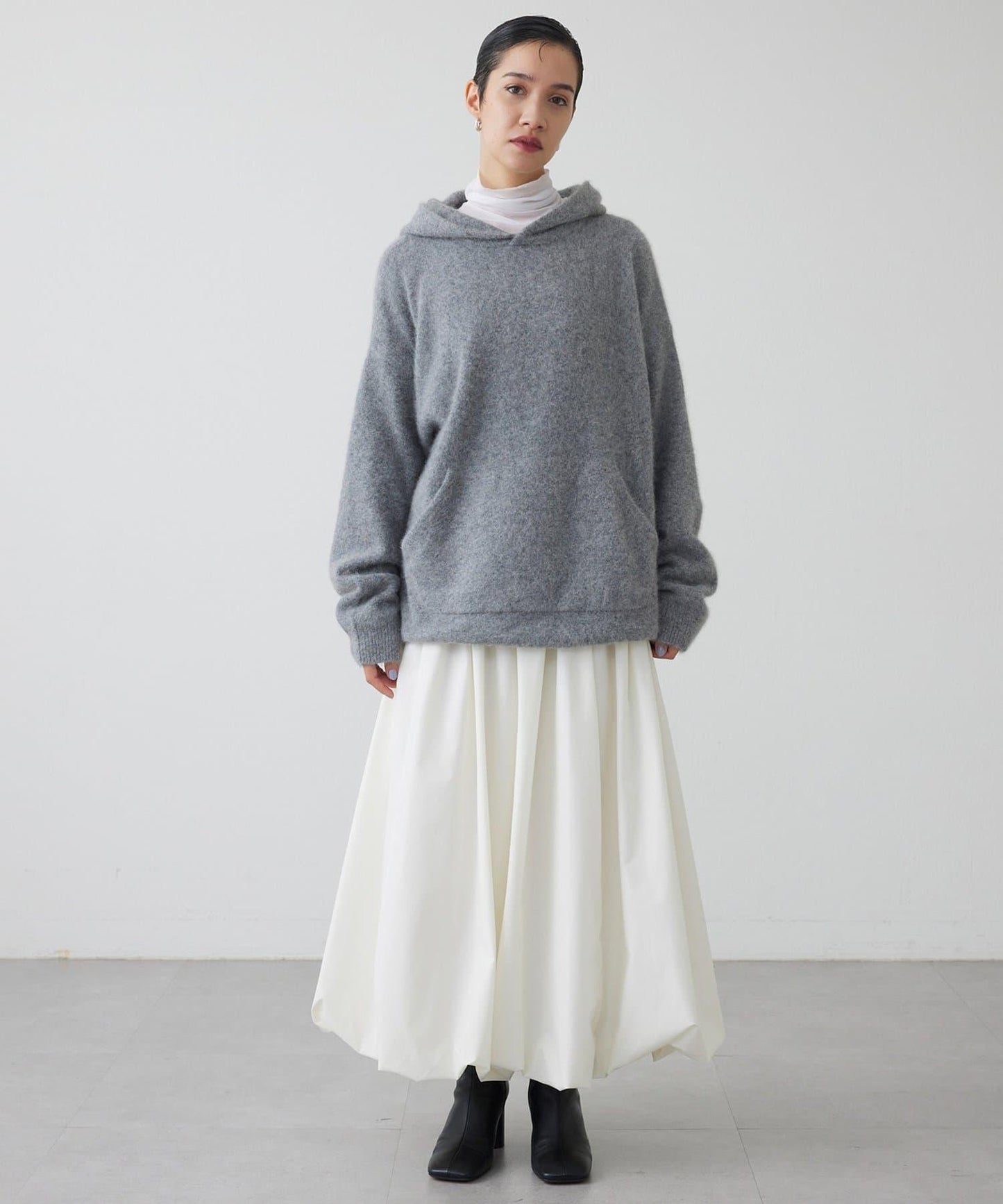 【THE PAUSE】仿毛針織連帽套頭衫