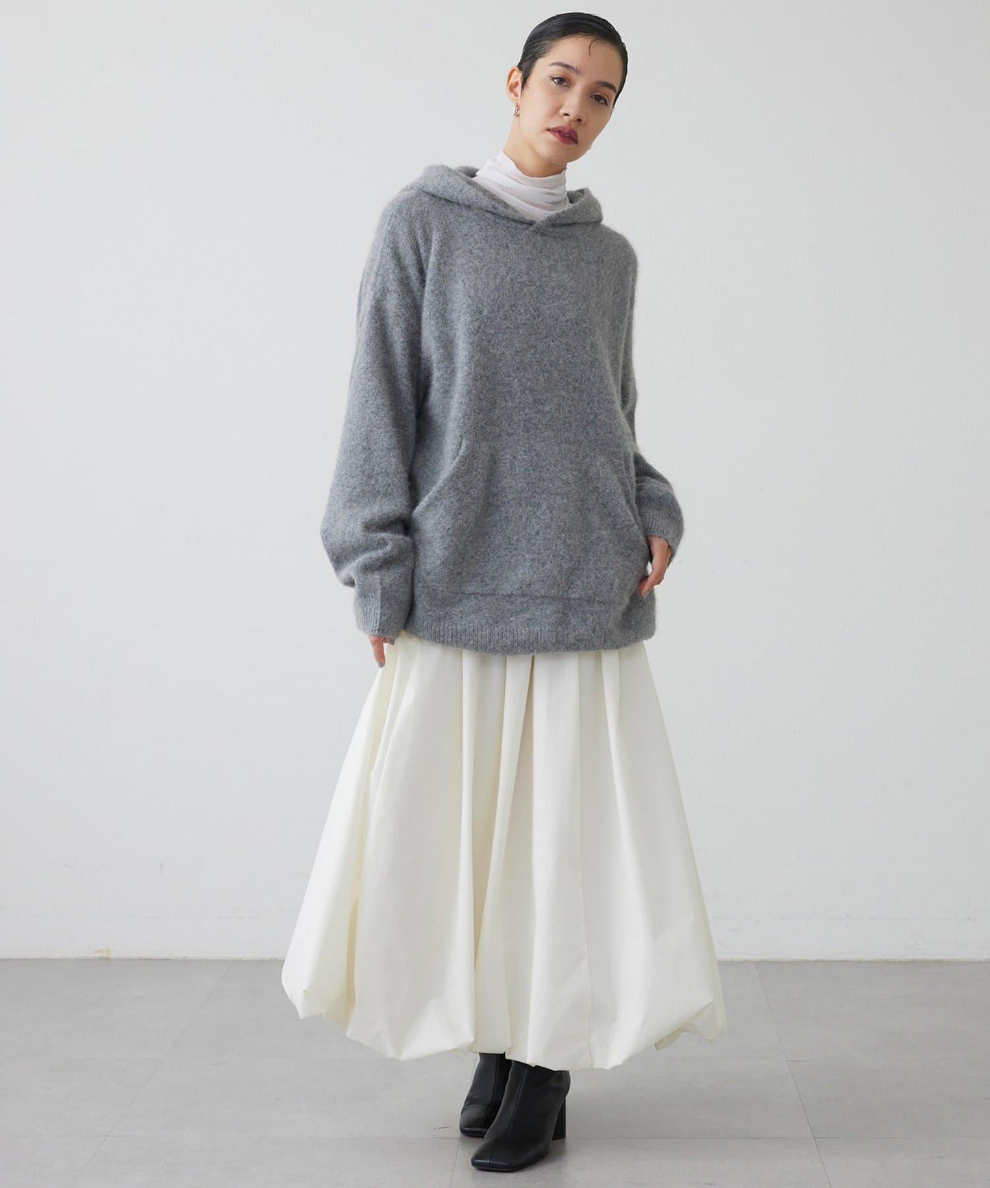 【THE PAUSE】仿毛針織連帽套頭衫