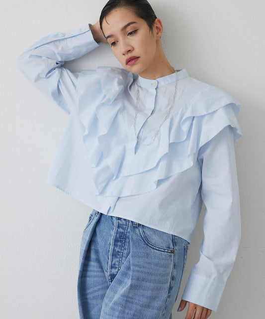 【THE PAUSE】荷葉邊短款襯衫