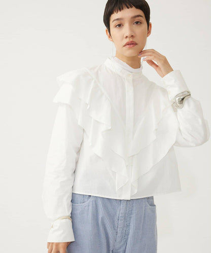 【THE PAUSE】荷葉邊短款襯衫