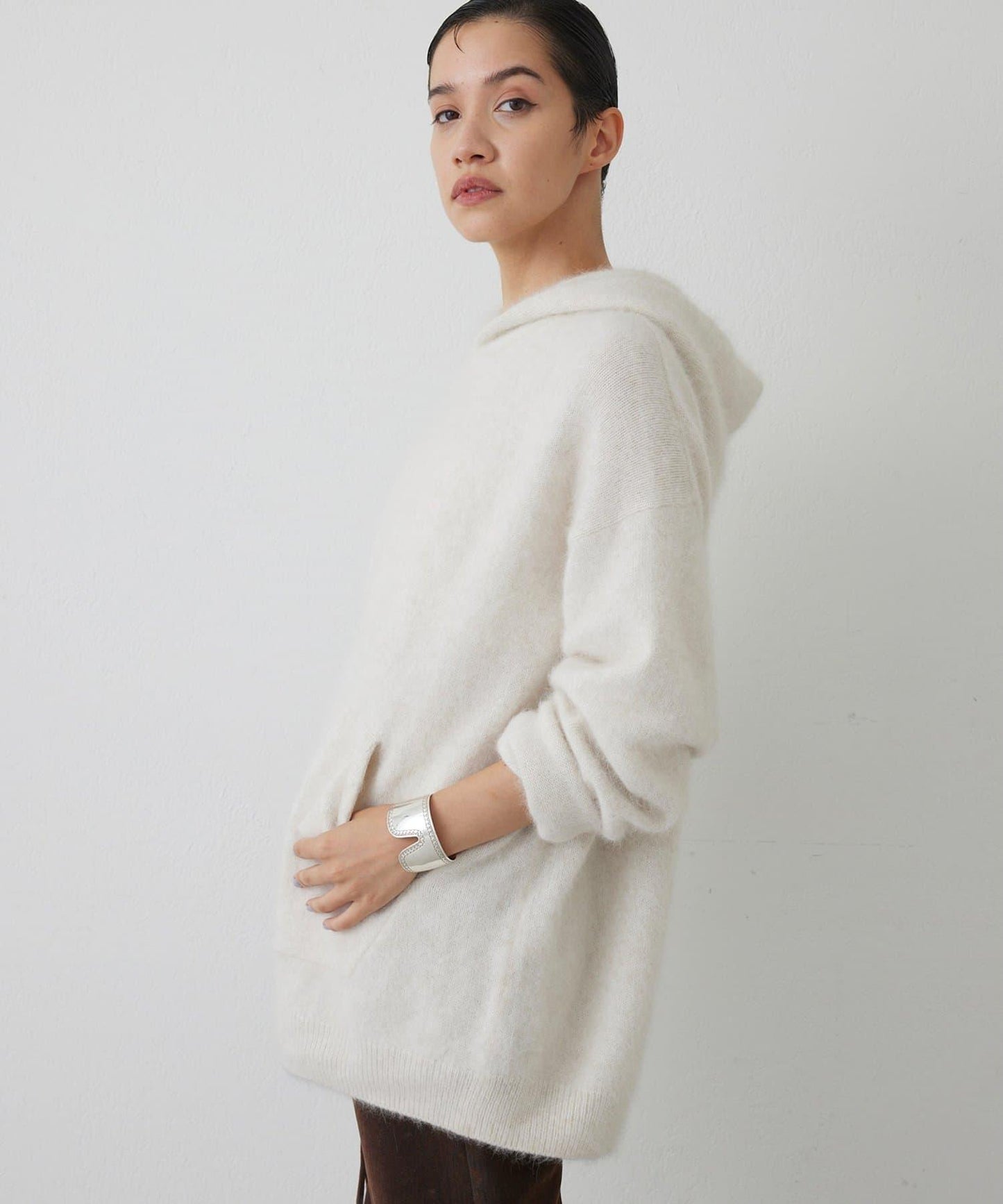 【THE PAUSE】仿毛針織連帽套頭衫