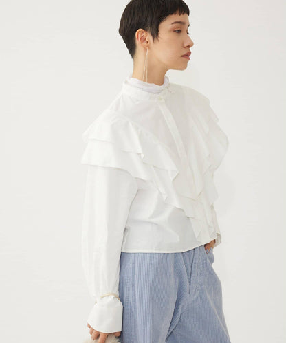 【THE PAUSE】荷葉邊短款襯衫